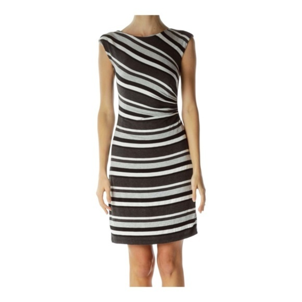 Ann Taylor LOFT Petites Black, White,‎ and Grey striped Dress SIZE SP